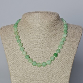Jade Natural Stone Heart Necklace, diameter 10x10x5mm+/-, length 45-47cm+