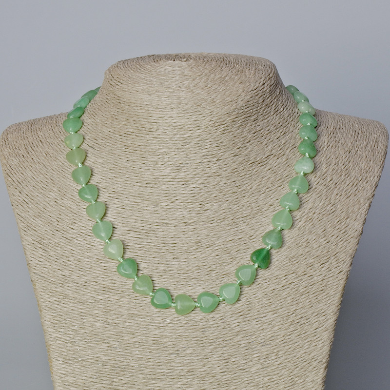 Jade Natural Stone Heart Necklace, diameter 10x10x5mm+/-, length 45-47cm+