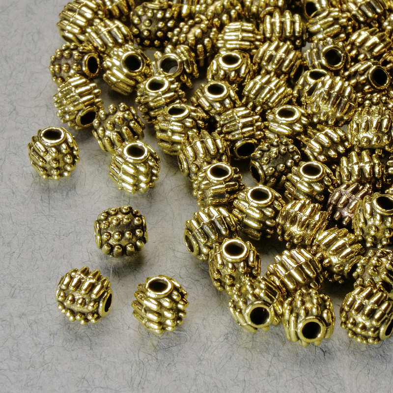 Findings Spacer Bead, diameter 4.5mm+/-, hole diameter 1.7mm, gold-coloured metal, pack 20g+/- 75pcs+