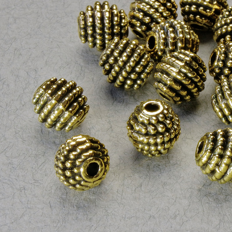 Findings Spacer Bead, diameter 8x8mm+/-, hole diameter 1.9mm, gold-coloured metal, pack 20g+/- 16pcs+