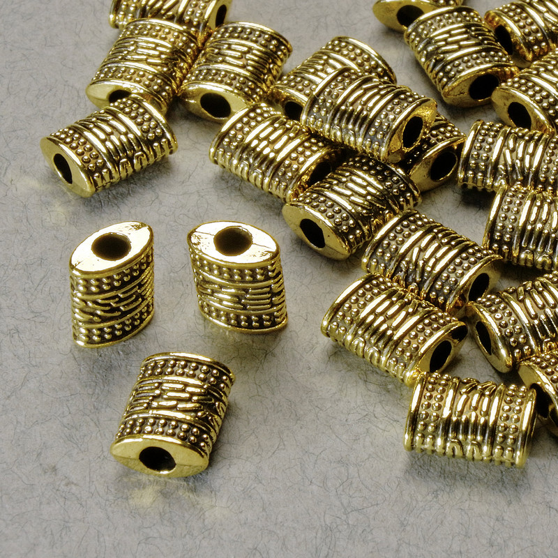 Findings Spacer Bead, diameter 9x7x4mm+/-, hole diameter 2.5mm, gold-coloured metal, pack 20g+/- 25pcs+