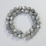 Larvikite Beads natural stone faceted, diameter 9x10mm+/-, length 36cm+/- on a string