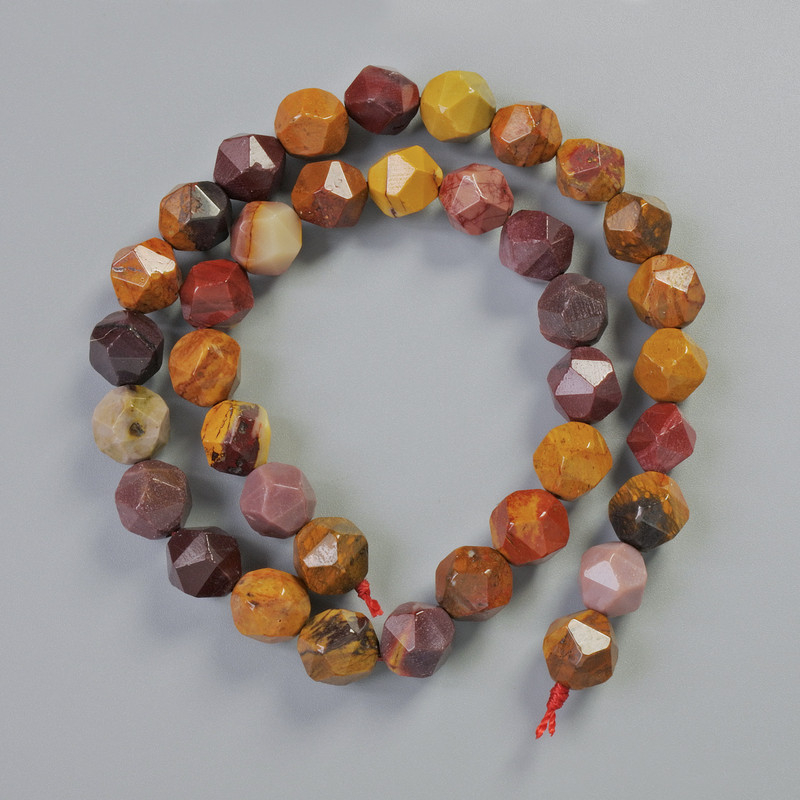 Mookaite Jasper Beads Natural Stone Multi-Faceted, Diameter 9x10mm+/-, Length 37cm+/- on a Strand
