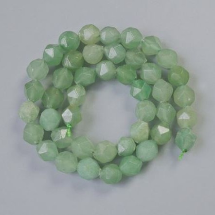 Jade Beads Natural Stone Faceted Round, Diameter 9x10mm+/-, Length 38cm+/- on a Strand