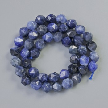 Beads Sodalite Natural Stone Multi-Faceted, Diameter 7x8mm+-, Length 36cm+- on Thread
