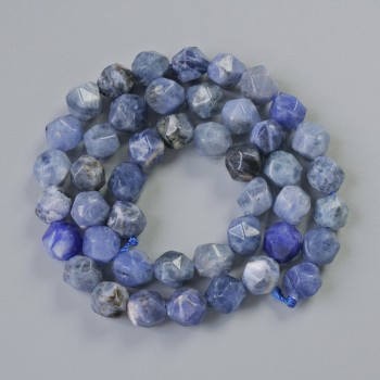 Beads Sodalite Natural Stone Multi-Faceted, Diameter 7x8mm+-, Length 37cm+- on Thread