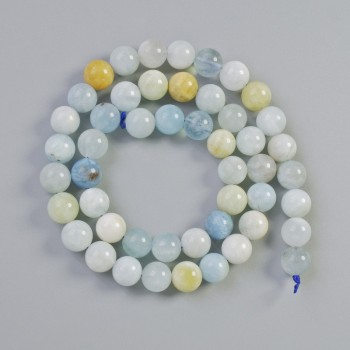 Beads Morganite Natural Stone Smooth Round, Diameter 8mm+-, Length 38cm+- on Thread