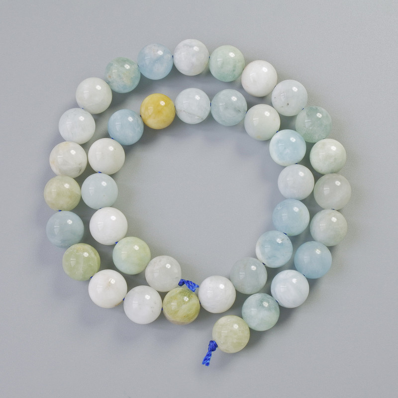 Beads Morganite Natural Stone Smooth Round, Diameter 10mm+-, Length 38cm+- on Thread
