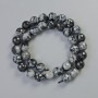 Beads Snowflake Obsidian Apache Tears Natural Stone Faceted Round, Diameter 10mm+-, Length 37cm+- on Thread