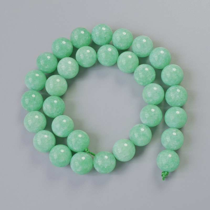 Beads Amazonite Natural Stone Smooth Round, Diameter 12mm+-, Length 38cm+- on Thread