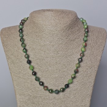 Necklace Zoisite Natural Stone Faceted Round Bead, Diameter 8mm+-, Length 45-50cm+