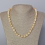 Necklace Mother-of-Pearl Beige Natural Smooth Round Bead, Diameter 9mm+-, Length 45-49cm+