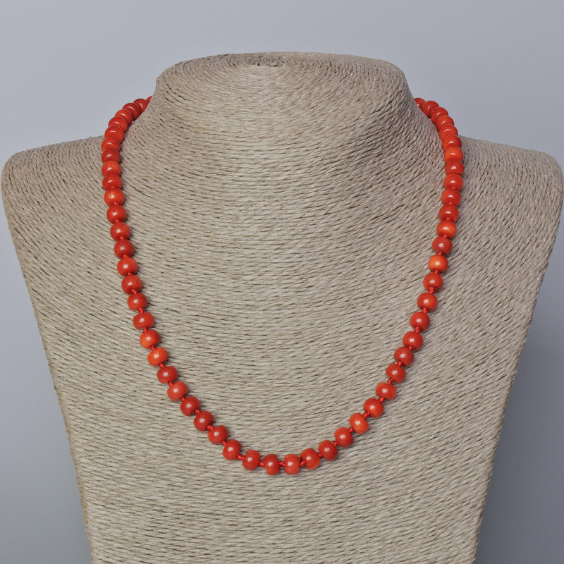 Coral Necklace natural smooth rondelle, diameter 7x5mm+/-, length 45-49cm+
