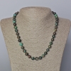 Chrysocolla Necklace, natural stone smooth round bead, diameter 8.5mm+/-, length 45-48cm+
