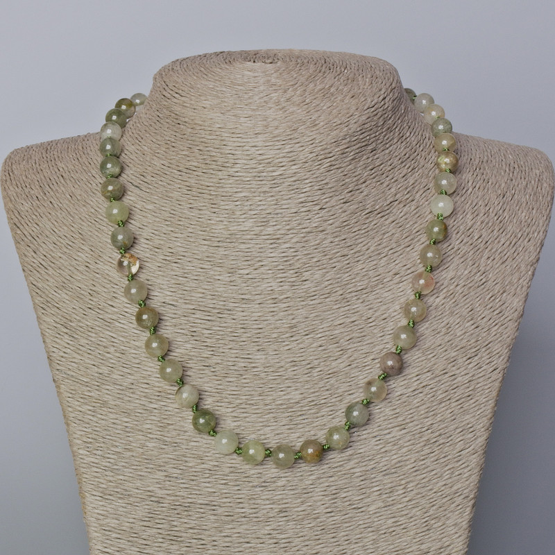 Rutilated Phantom Quartz Necklace, natural stone smooth bead, diameter 8mm+-, length 45-50cm+