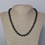 Necklace Black Agate (pressed) Smooth Round Beads, diameter 8mm+-, length 45-48cm+