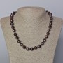 Necklace Garnet Natural Stone Smooth Round Beads, diameter 10.5mm+-, length 45-48cm+