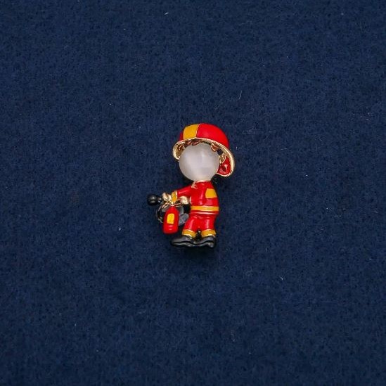 Firefighter Brooch with Cat's Eye, 31x19mm+