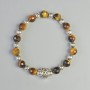 Tiger's Eye Bracelet, natural stone, faceted bead, 8mm± diameter, stretch bracelet with metal inserts