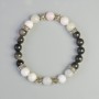 Bracelet, Silver Obsidian and Colored Jadeite, 8mm± diameter (stretch), length 18cm± with metal accents