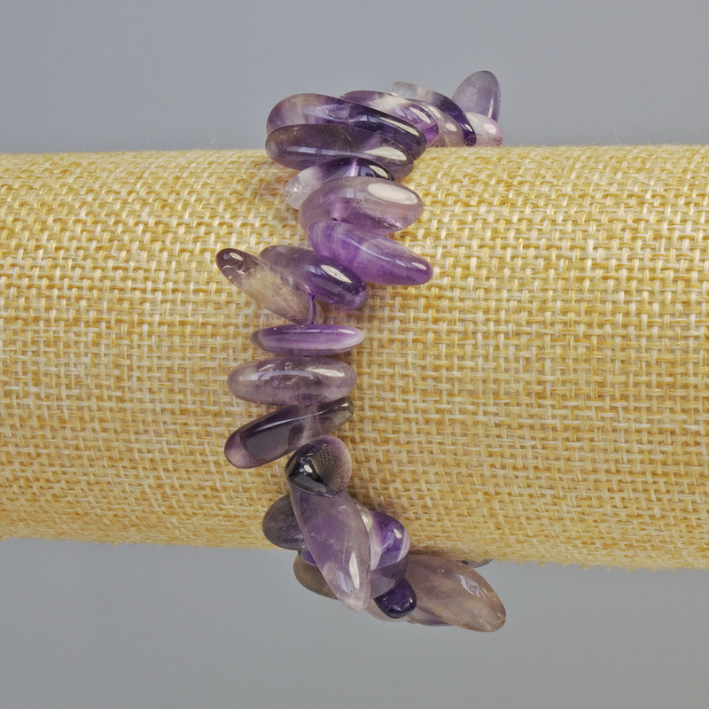Amethyst bracelet natural stone shard "needle", diameter 7×20mm± (stretch), length 18cm+