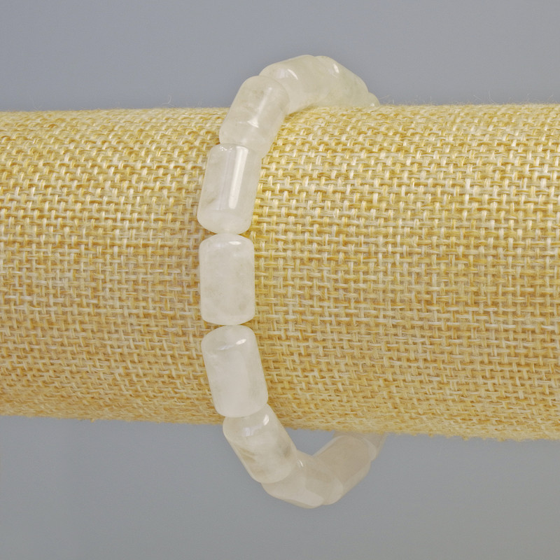 Rock Crystal Bracelet, natural stone cylinder, diameter 8x14mm+- (stretch), length 18cm+