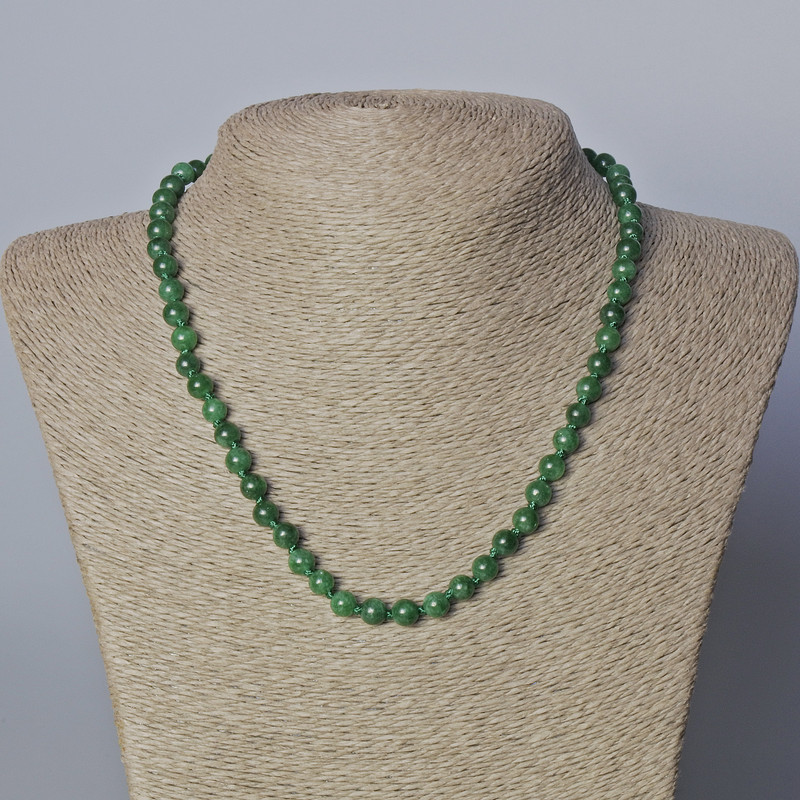 Chrysoprase Necklace, Natural Stone Smooth Round Beads, Diameter 6.5mm+-, Length 45-46cm+