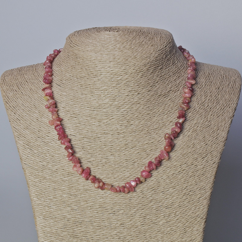 Tourmaline Natural Stone Chip Necklace, diameter 6x3mm+-, length 45-47cm+