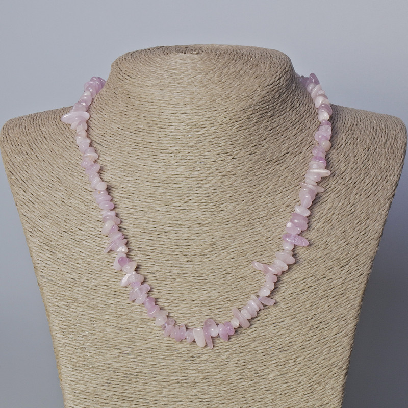 Kunzite Natural Stone Chip Necklace, diameter 9x4mm+-, length 45-47cm+