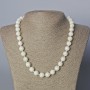 Mother-of-Pearl Natural Stone Necklace, Smooth Bead, diameter 10mm+-, length 45-50cm+