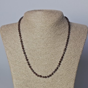 Garnet Natural Stone Necklace, Faceted Cube, diameter 4mm+-, length 45-49cm+