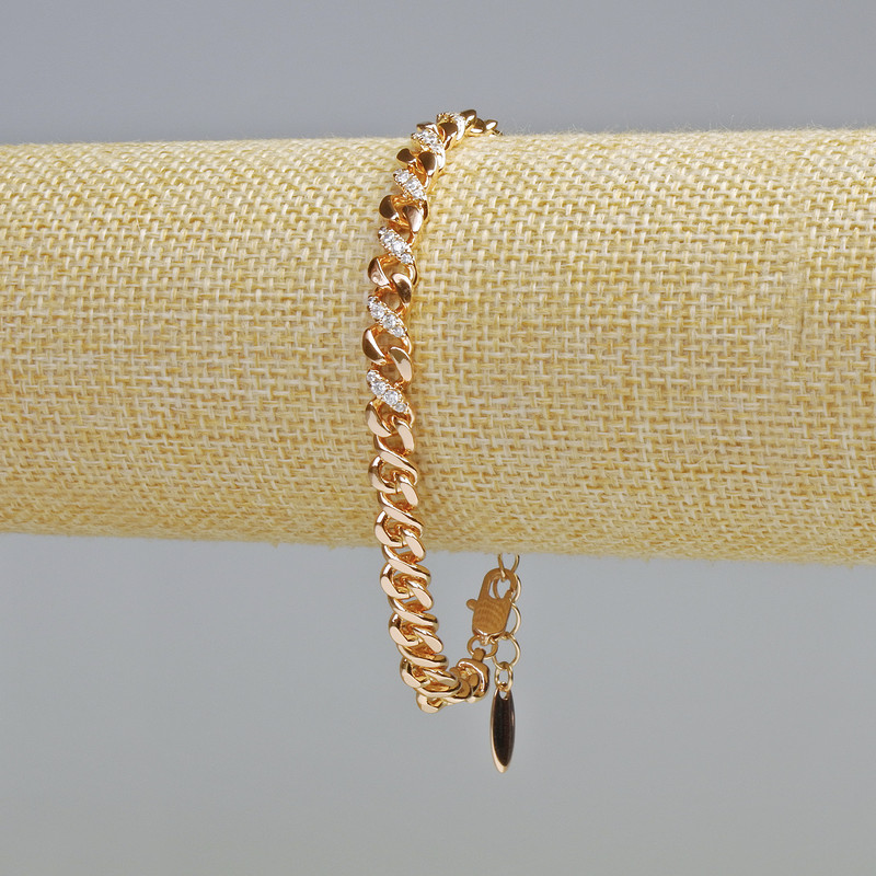 Xuping Bracelet 18K Gold Plating with White Rhinestones, thickness 6mm+-, length 17-21cm+