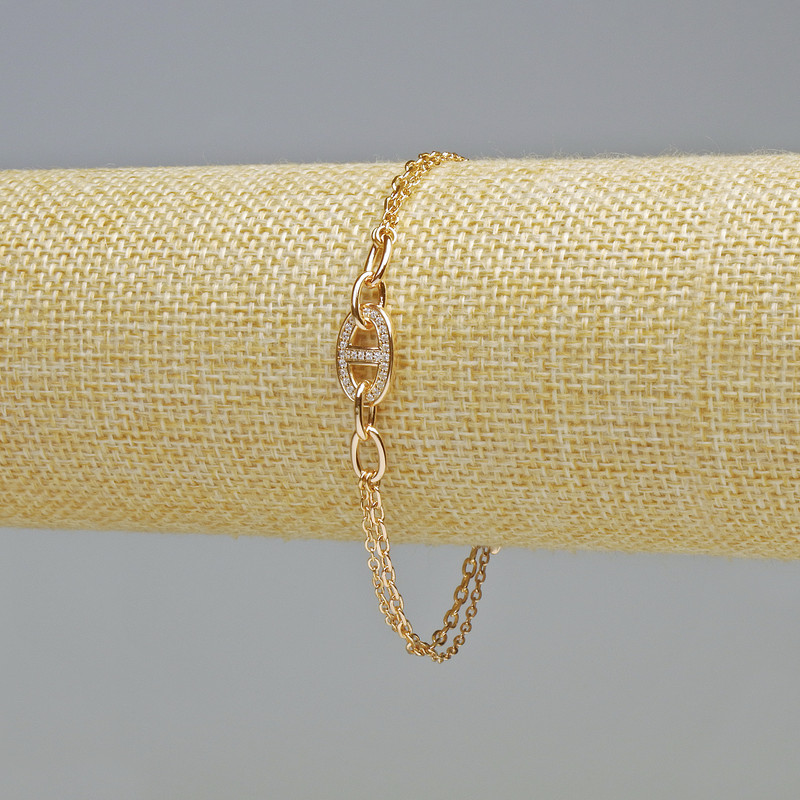 Xuping Bracelet Gold Plating 18K with White Crystals, 3.6mm, 9mm+-, length 18-21cm+