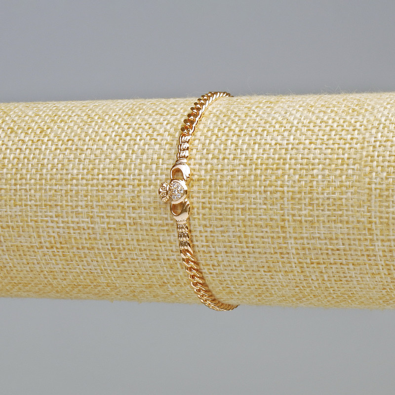 Xuping Gold Plated 18K Bracelet with White Crystals, 3.8 mm thick, 8 mm +/-, length 16 cm