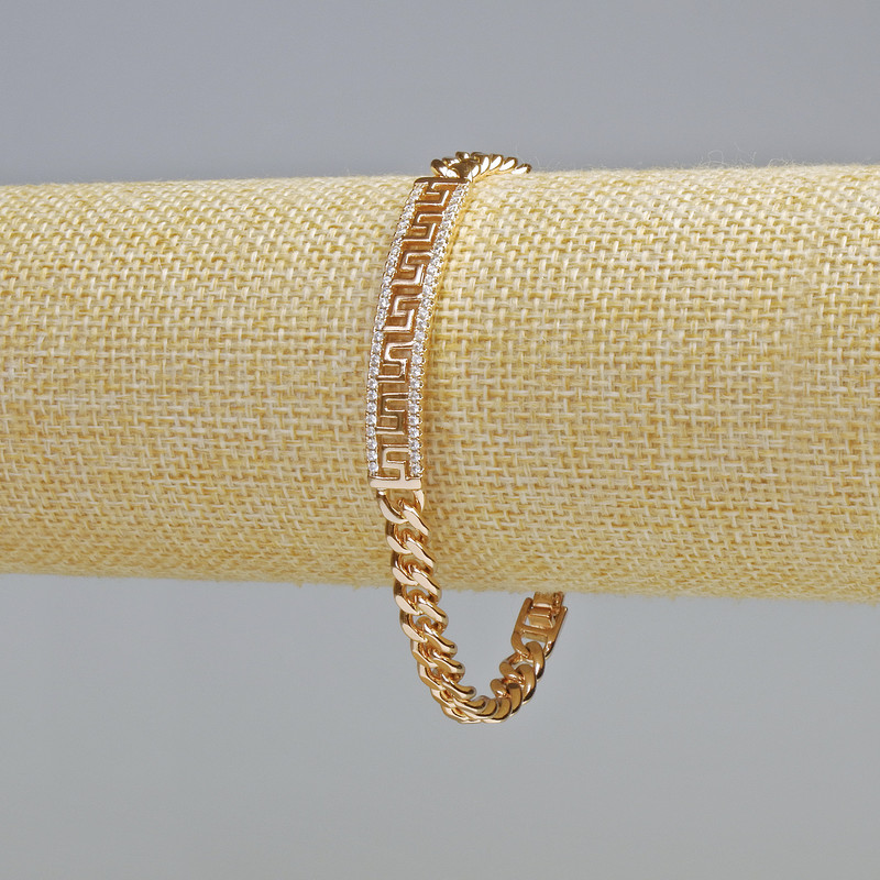 Xuping Gold Plated 18K Bracelet with White Crystals, 6mm thickness, 7mm±, length 19cm±