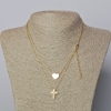 Xuping Chain, Lemon Gold Plating, 1.4mm Thick, with "Heart & Cross" Pendant, 10x12mm, 15x11mm+/- Diameter, 39-44cm+ Length