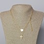 Xuping Chain, Lemon Gold Plating, 1.4mm Thick, with "Heart & Cross" Pendant, 10x12mm, 15x11mm+/- Diameter, 39-44cm+ Length