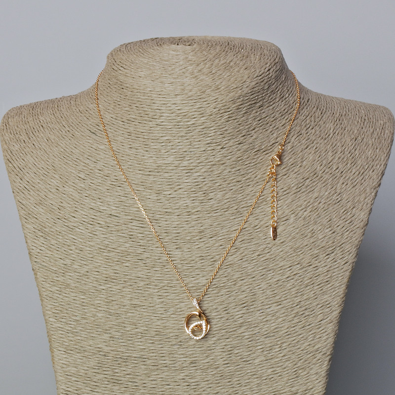 Xuping Chain 18K Gold Plated, thickness 1mm with "Swan" Pendant with White Rhinestones, diameter 20x12mm+/-, length 42-45cm+