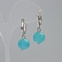 Aquamarine Earrings, natural stone smooth ball, diameter 12mm+/-, length 30mm+/- English clasp