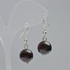Garnet Earrings, natural stone smooth ball, diameter 12.5mm+/-, length 33mm+
