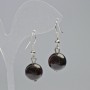Garnet Earrings, natural stone smooth ball, diameter 12.5mm+/-, length 33mm+