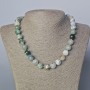 Moss Agate Necklace, natural stone, smooth bead, diameter 12mm+-, length 45-47cm+