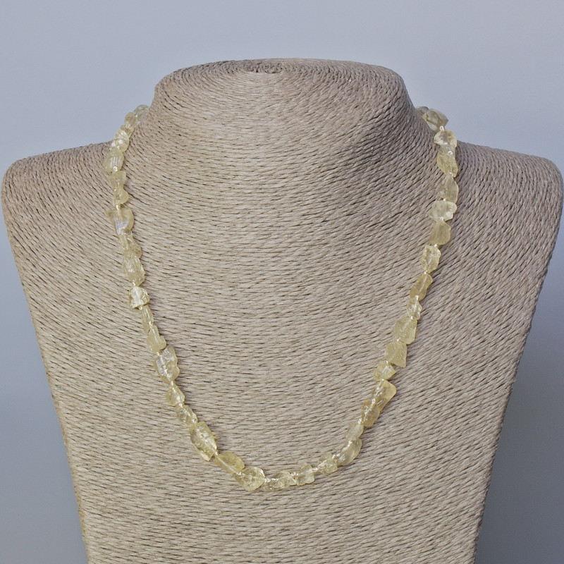Citrine Quartz Necklace, natural raw tumbled stone, diameter 6x9mm+-, length 45-50cm+