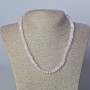 Rose Quartz Necklace, natural stone disc beads with seed beads, diameter 7x3mm+-, length 45-47cm+
