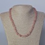 Strawberry Quartz Necklace, natural faceted rondelle stone with seed beads, diameter 8x6mm+-, length 45-47cm+