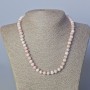 Pink Opal Necklace, natural faceted rondelle stone with seed beads, diameter 7.5x6mm+-, length 45-47cm+