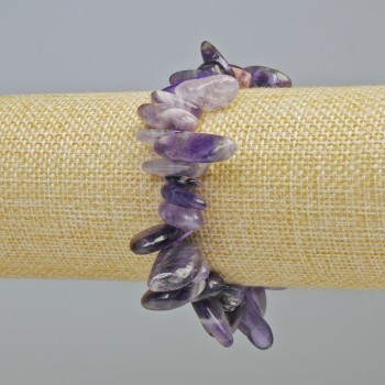 Amethyst & Charoite Bracelet, natural stone needle-cut chips, diameter 18x4mm+- (stretch), length 18cm+