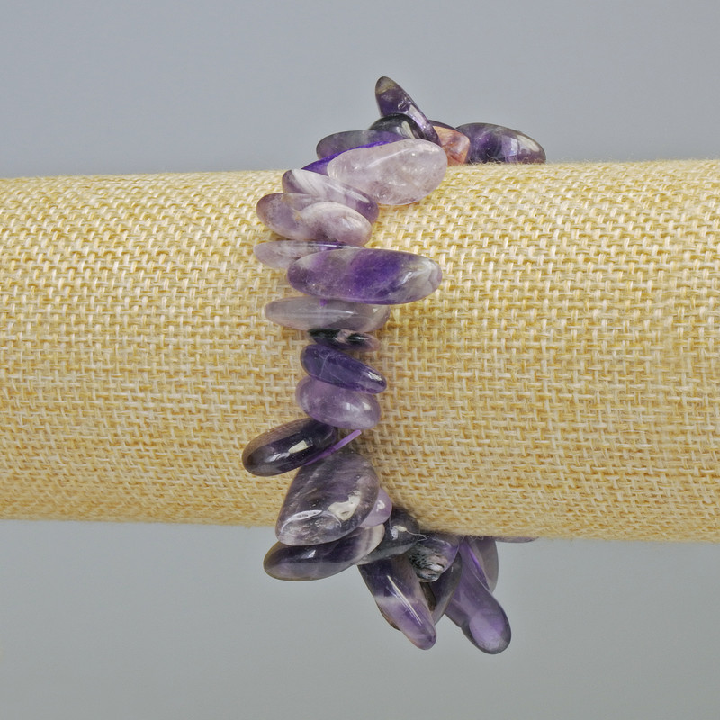 Amethyst & Charoite Bracelet, natural stone needle-cut chips, diameter 18x4mm+- (stretch), length 18cm+