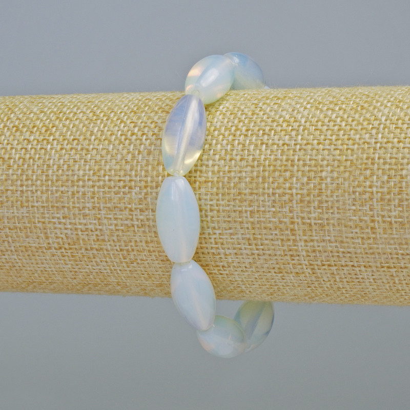 Moonstone (Synthetic) Bracelet Oval, Diameter 10x20mm+- (Stretch), Length 18cm+