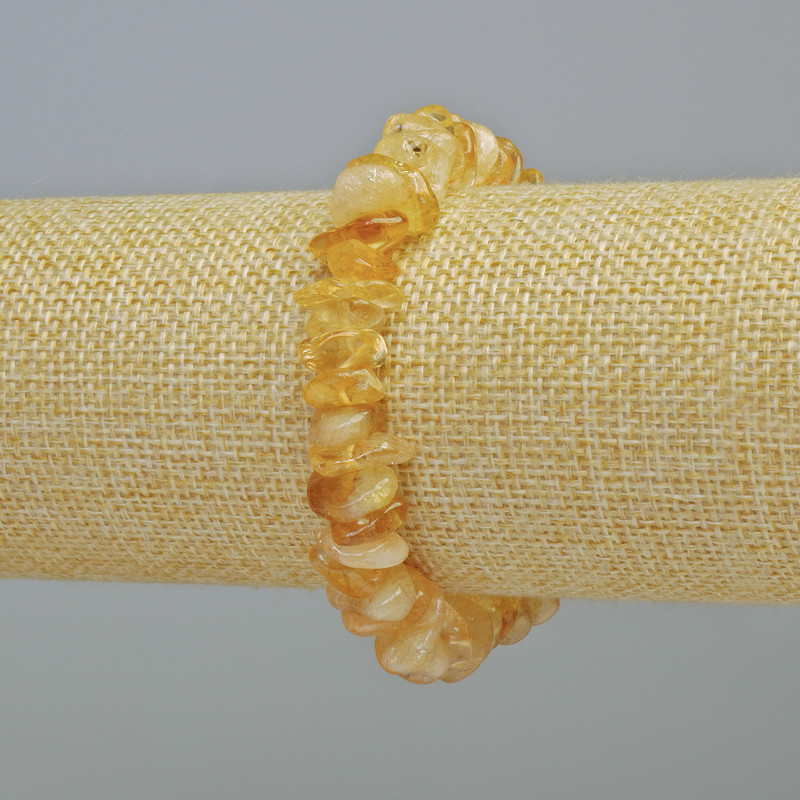 Citrine Natural Stone Chip Bracelet, diameter 11.5x4mm +/- (stretch), length 18cm+